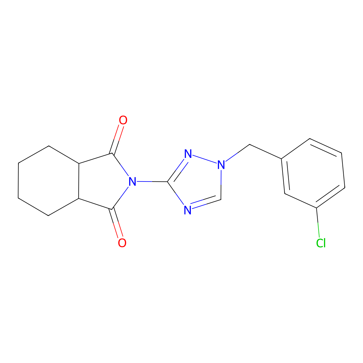 (3aR,7aS)-2-[1-(3-chlorobenzyl)-1H-1,2,4-triazol-3-yl]hexahydro-1H-isoindole-1,3(2H)-dione molecular structure, CAS 1052577-17-9