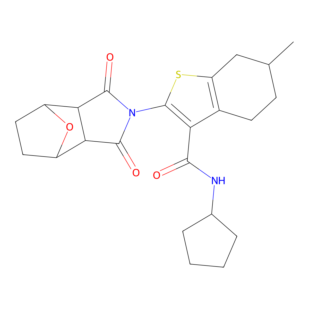 N-cyclopentyl-2-(1,3-dioxooctahydro-2H-4,7-epoxyisoindol-2-yl)-6-methyl-4,5,6,7-tetrahydro-1-benzothiophene-3-carboxamide molecular structure, CAS 1052578-60-5