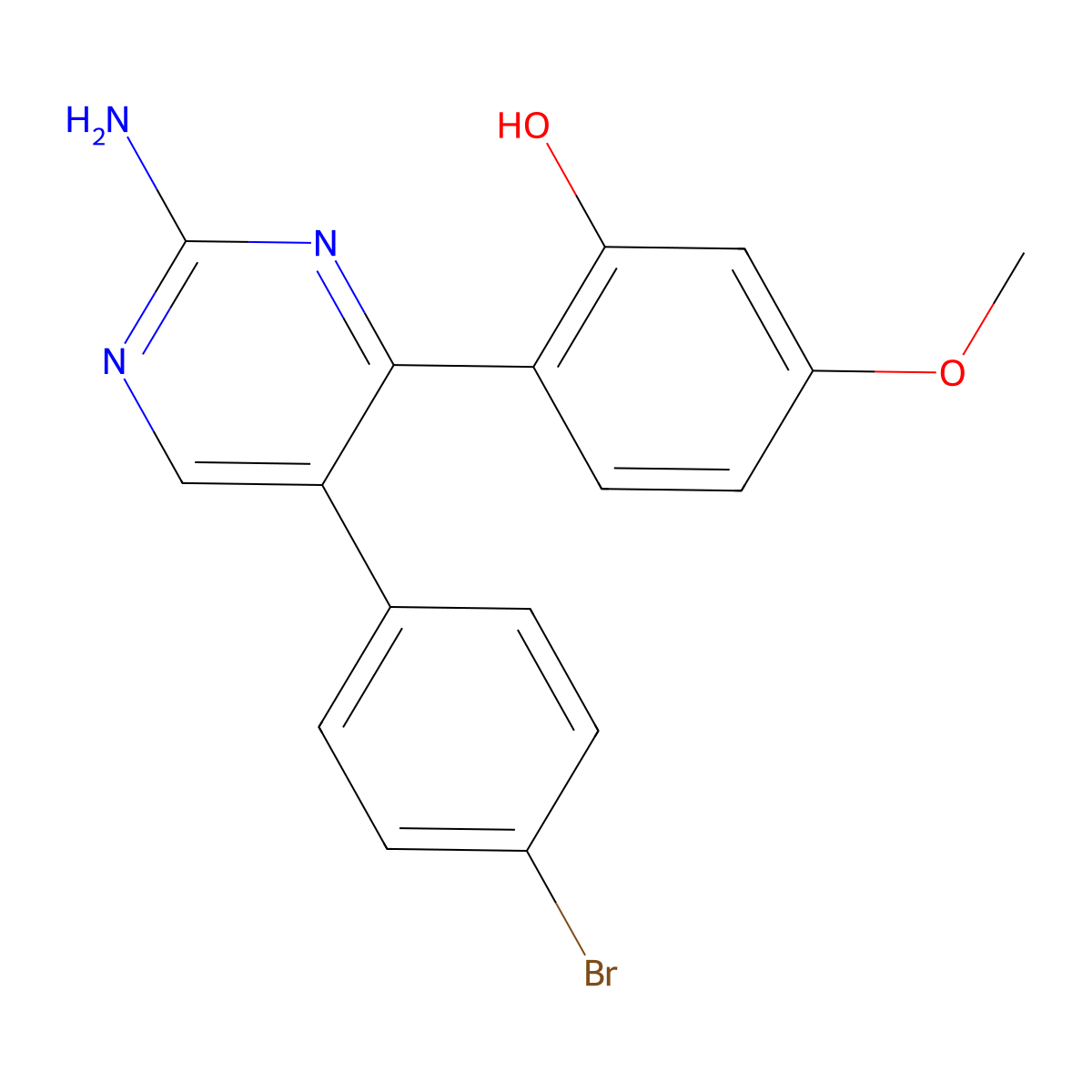 2-(2-Amino-5-(4-bromophenyl)pyrimidin-4-yl)-5-methoxyphenol molecular structure, CAS 105258-12-6