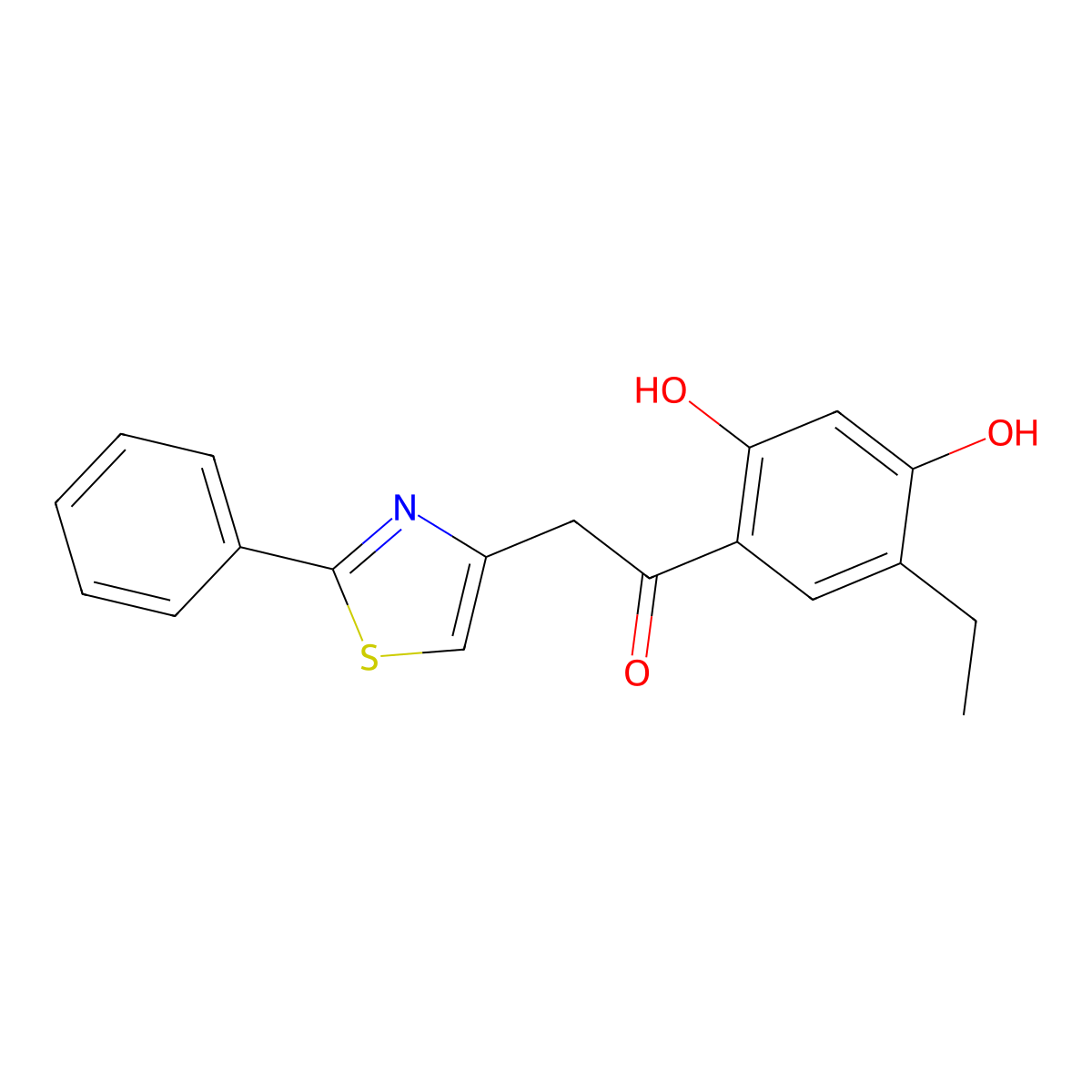 1-(5-Ethyl-2,4-dihydroxyphenyl)-2-(2-phenyl-1,3-thiazol-4-yl)ethanone molecular structure, CAS 105258-32-0