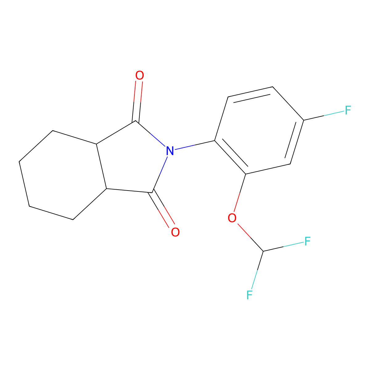(3aR,7aS)-2-[2-(difluoromethoxy)-4-fluorophenyl]hexahydro-1H-isoindole-1,3(2H)-dione molecular structure, CAS 1052581-39-1