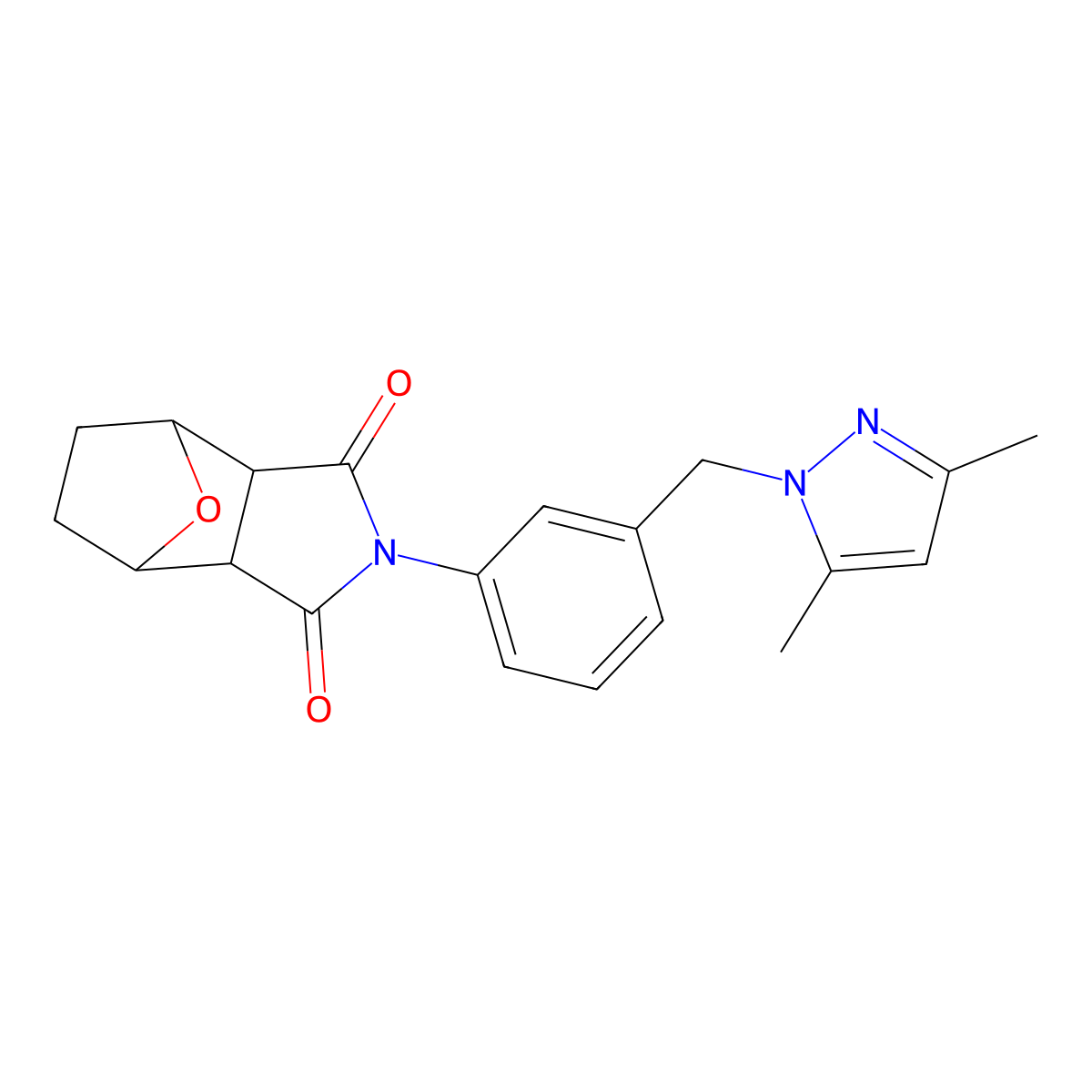 2-{3-[(3,5-dimethyl-1H-pyrazol-1-yl)methyl]phenyl}hexahydro-1H-4,7-epoxyisoindole-1,3(2H)-dione molecular structure, CAS 1052582-06-5