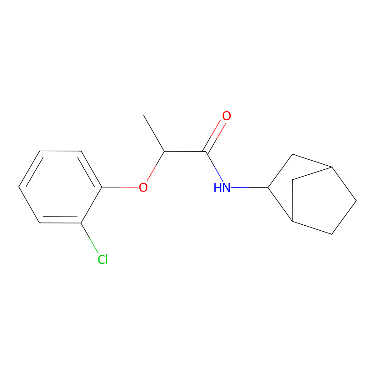 N-(bicyclo[2.2.1]hept-2-yl)-2-(2-chlorophenoxy)propanamide molecular structure, CAS 1052583-26-2