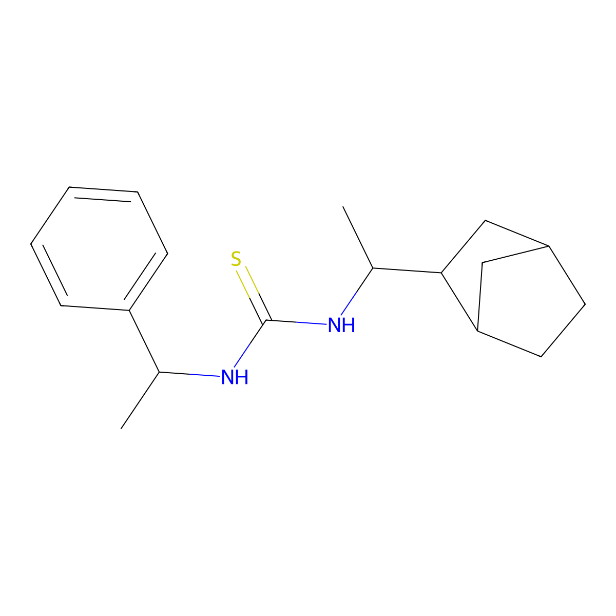 1-[1-(Bicyclo[2.2.1]hept-2-yl)ethyl]-3-(1-phenylethyl)thiourea molecular structure, CAS 1052585-19-9