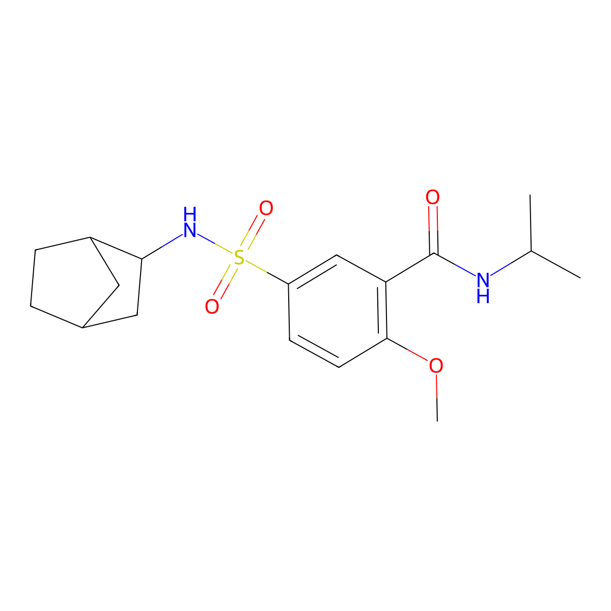 5-(bicyclo[2.2.1]hept-2-ylsulfamoyl)-2-methoxy-N-(propan-2-yl)benzamide molecular structure, CAS 1052590-69-8