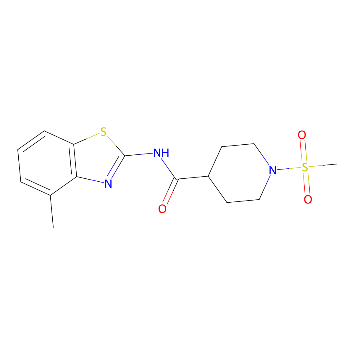 N-(4-methylbenzo[d]thiazol-2-yl)-1-(methylsulfonyl)piperidine-4-carboxamide molecular structure, CAS 1052592-19-4