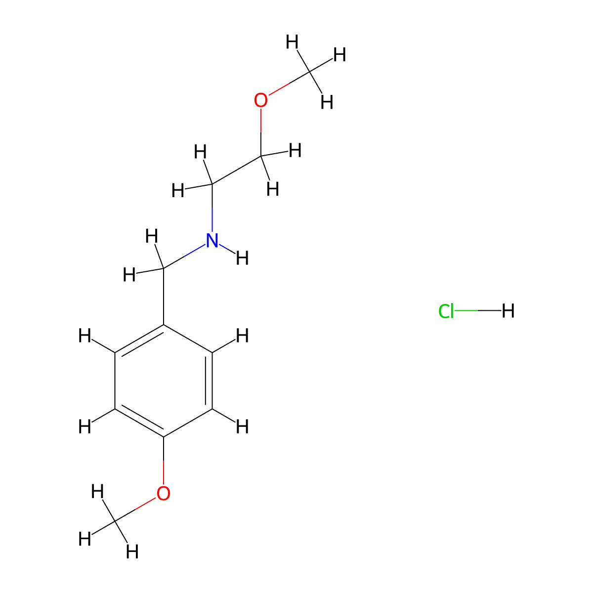 (4-Methoxybenzyl)(2-methoxyethyl)amine hydrochloride molecular structure, CAS 1052593-01-7