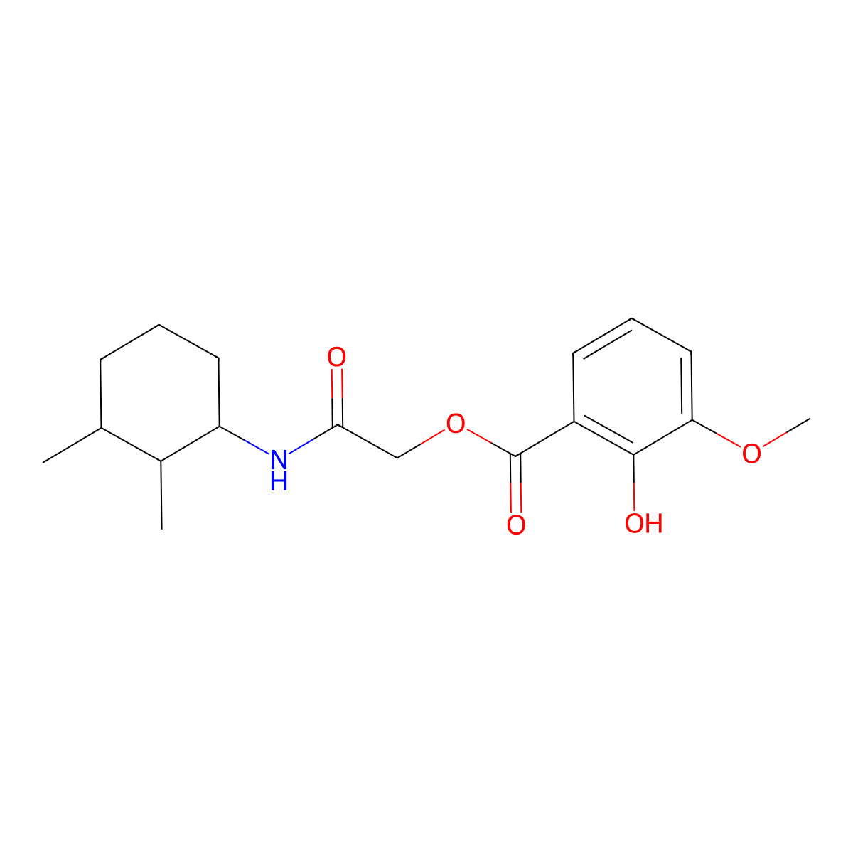 [(2,3-Dimethylcyclohexyl)carbamoyl]methyl 2-hydroxy-3-methoxybenzoate molecular structure, CAS 1052594-69-0