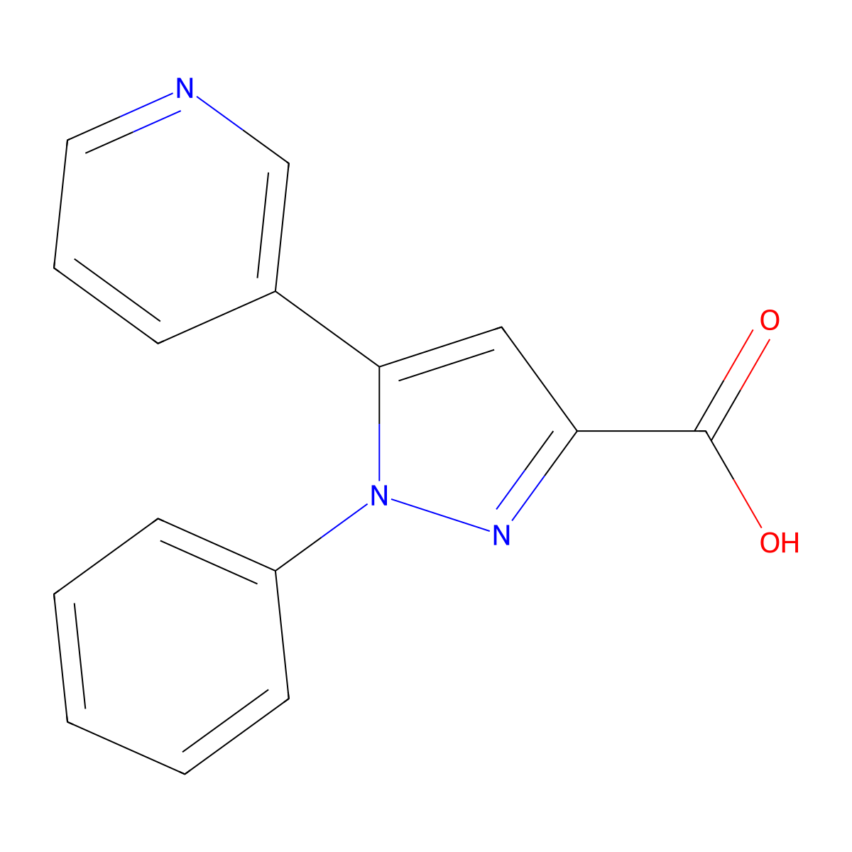 1-Phenyl-5-pyridin-3-YL-1H-pyrazole-3-carboxylic acid molecular structure, CAS 1052595-22-8