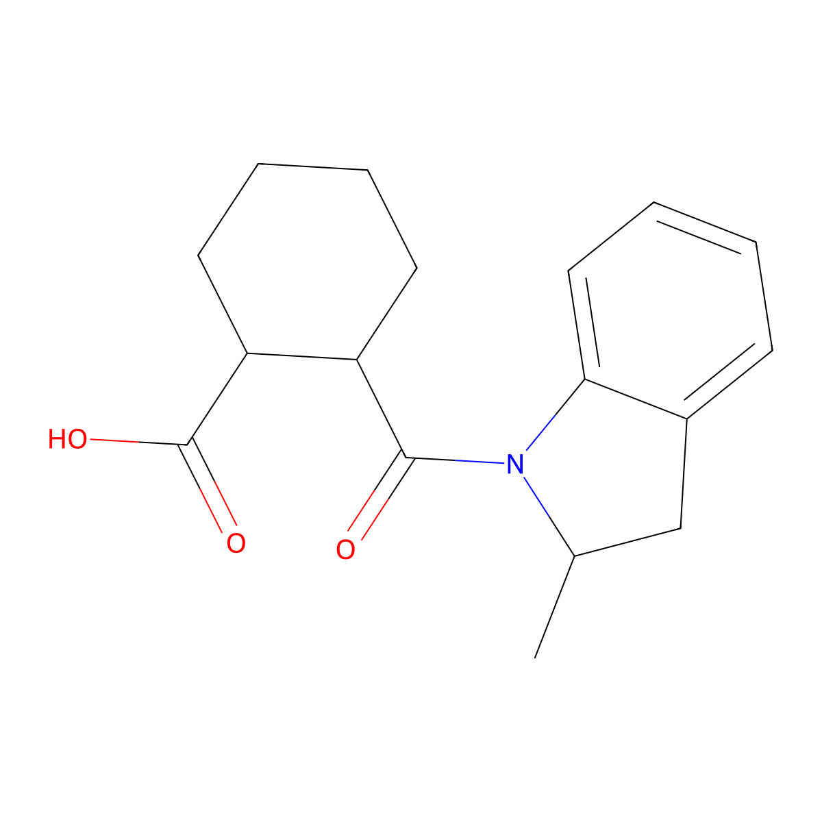 2-(2-methyl-2,3-dihydro-1H-indole-1-carbonyl)cyclohexane-1-carboxylic acid molecular structure, CAS 1052596-68-5