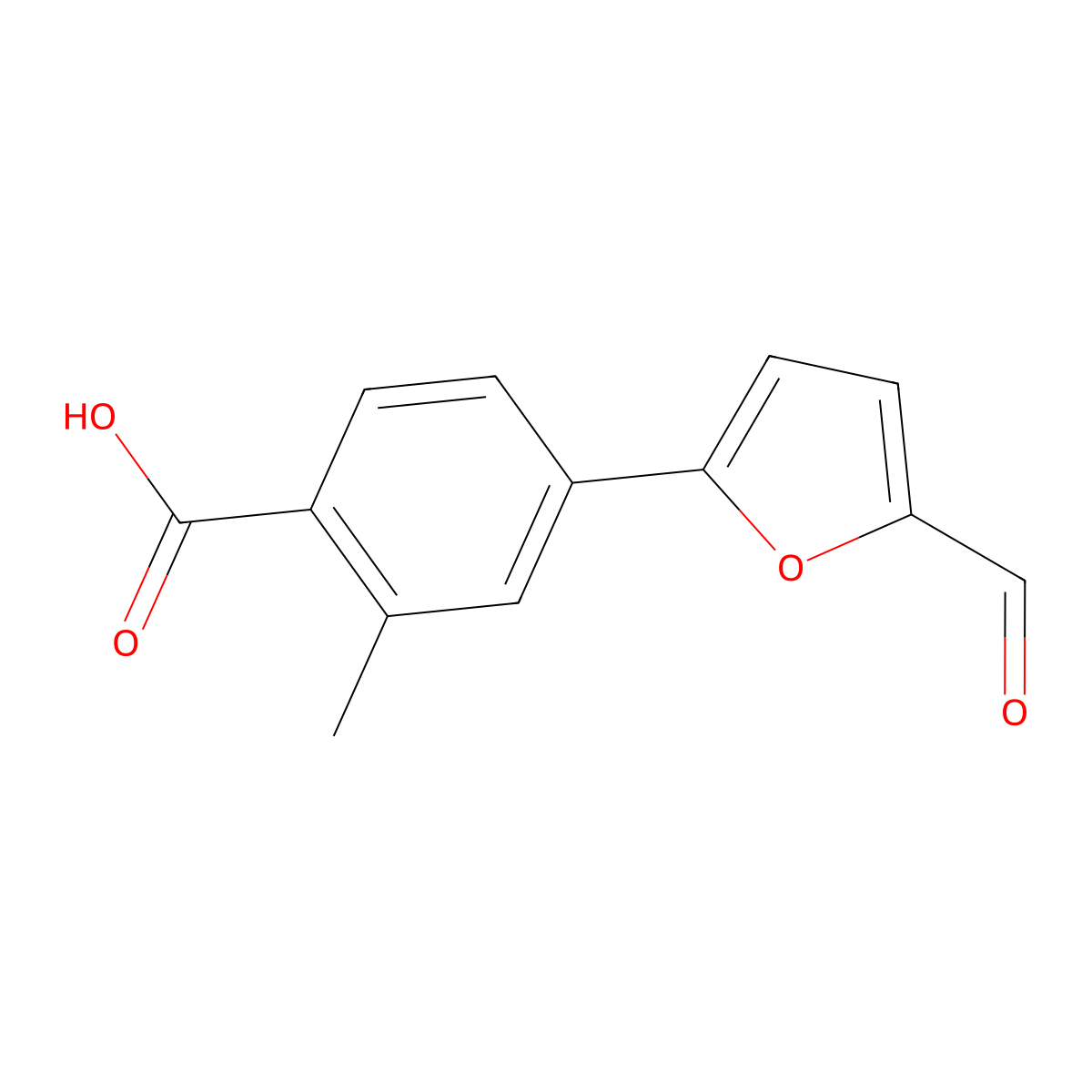 4-(5-Formylfuran-2-yl)-2-methylbenzoic acid molecular structure, CAS 1052597-25-7