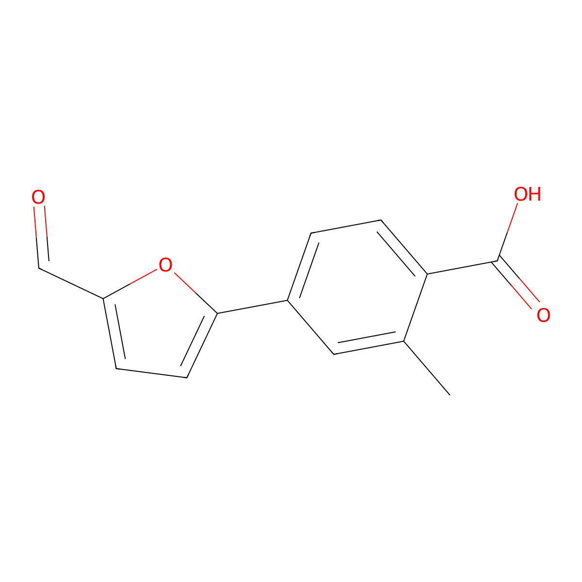 4-(5-Formylfuran-2-yl)-2-methylbenzoic acid molecular structure, CAS 1052597-25-7