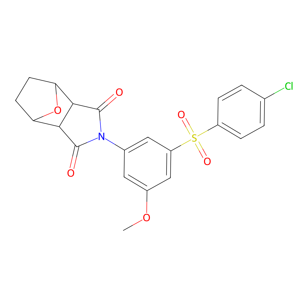2-{3-[(4-chlorophenyl)sulfonyl]-5-methoxyphenyl}hexahydro-1H-4,7-epoxyisoindole-1,3(2H)-dione molecular structure, CAS 1052598-05-6
