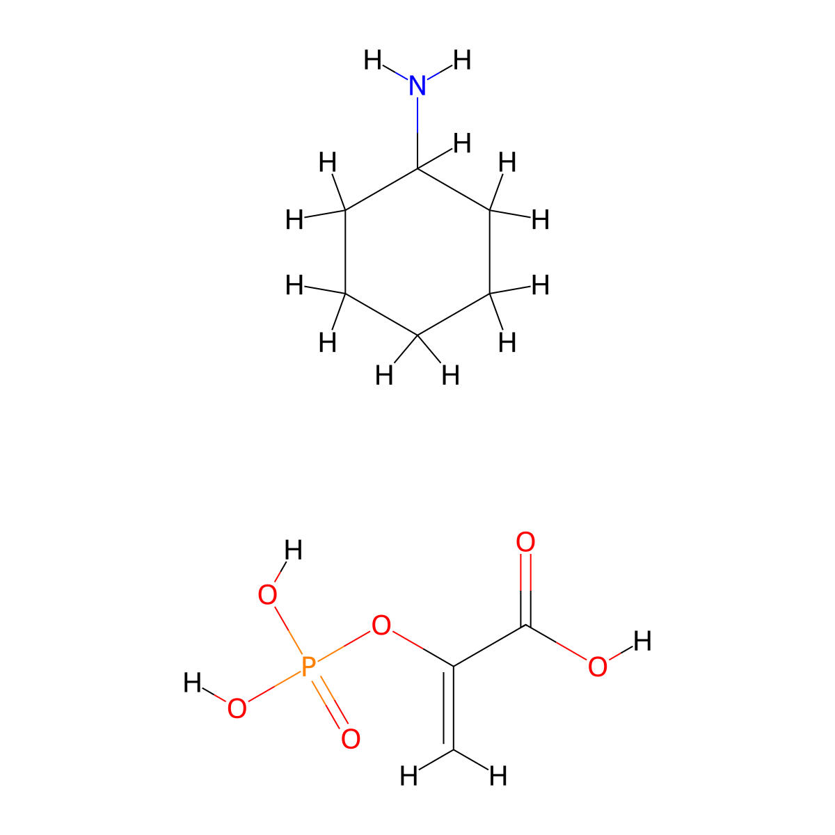 2-Propenoic acid, 2-(phosphonooxy)-, compd. with cyclohexanamine (1:1) molecular structure, CAS 10526-80-4