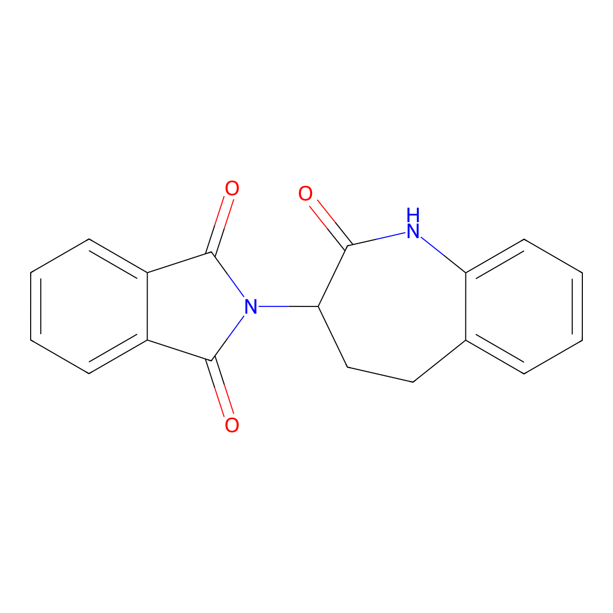 2-(2-oxo-2,3,4,5-tetrahydro-1H-1-benzazepin-3-yl)-2,3-dihydro-1H-isoindole-1,3-dione molecular structure, CAS 105260-10-4