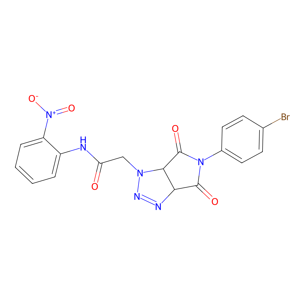 2-(5-(4-bromophenyl)-4,6-dioxo-4,5,6,6a-tetrahydropyrrolo[3,4-d][1,2,3]triazol-1(3aH)-yl)-N-(2-nitrophenyl)acetamide molecular structure, CAS 1052603-20-9