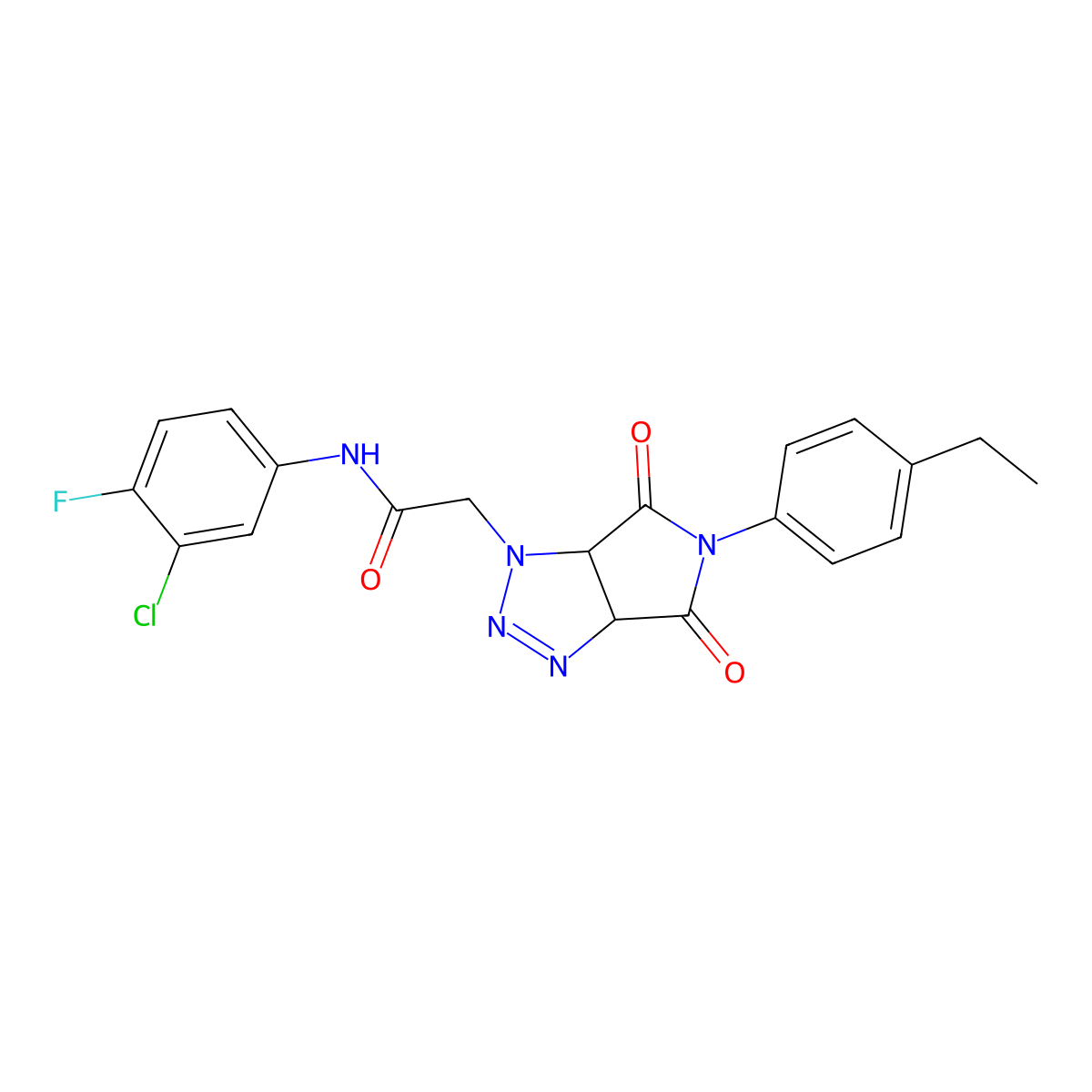 N-(3-chloro-4-fluorophenyl)-2-(5-(4-ethylphenyl)-4,6-dioxo-4,5,6,6a-tetrahydropyrrolo[3,4-d][1,2,3]triazol-1(3aH)-yl)acetamide molecular structure, CAS 1052603-36-7