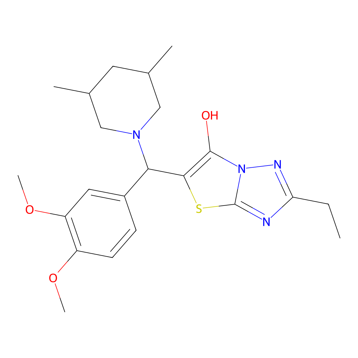 5-((3,4-Dimethoxyphenyl)(3,5-dimethylpiperidin-1-yl)methyl)-2-ethylthiazolo[3,2-b][1,2,4]triazol-6-ol molecular structure, CAS 1052603-46-9