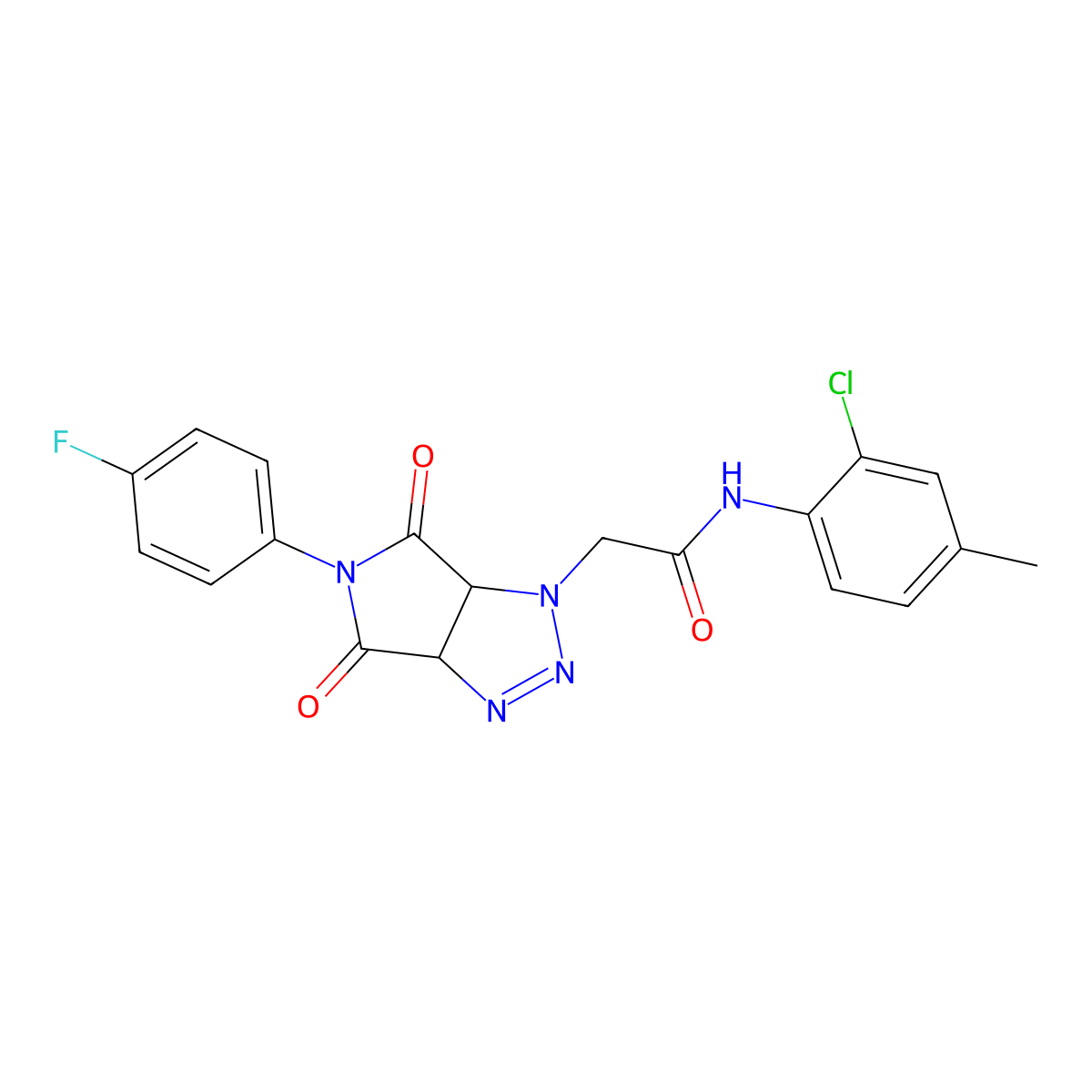 N-(2-chloro-4-methylphenyl)-2-(5-(4-fluorophenyl)-4,6-dioxo-4,5,6,6a-tetrahydropyrrolo[3,4-d][1,2,3]triazol-1(3aH)-yl)acetamide molecular structure, CAS 1052603-50-5