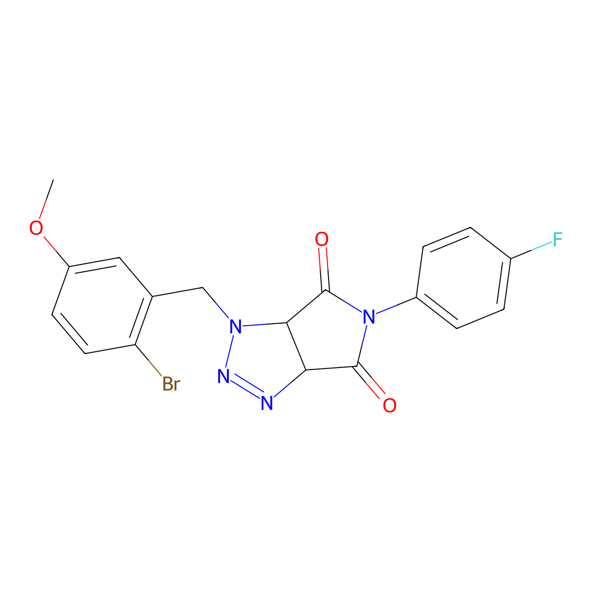 1-(2-bromo-5-methoxybenzyl)-5-(4-fluorophenyl)-1,6a-dihydropyrrolo[3,4-d][1,2,3]triazole-4,6(3aH,5H)-dione molecular structure, CAS 1052603-75-4