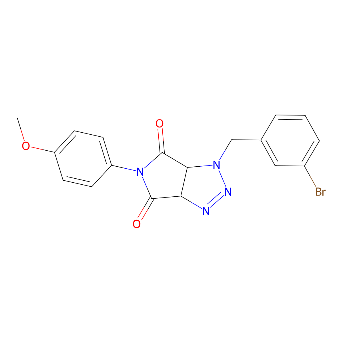 1-(3-bromobenzyl)-5-(4-methoxyphenyl)-1,6a-dihydropyrrolo[3,4-d][1,2,3]triazole-4,6(3aH,5H)-dione molecular structure, CAS 1052603-92-5