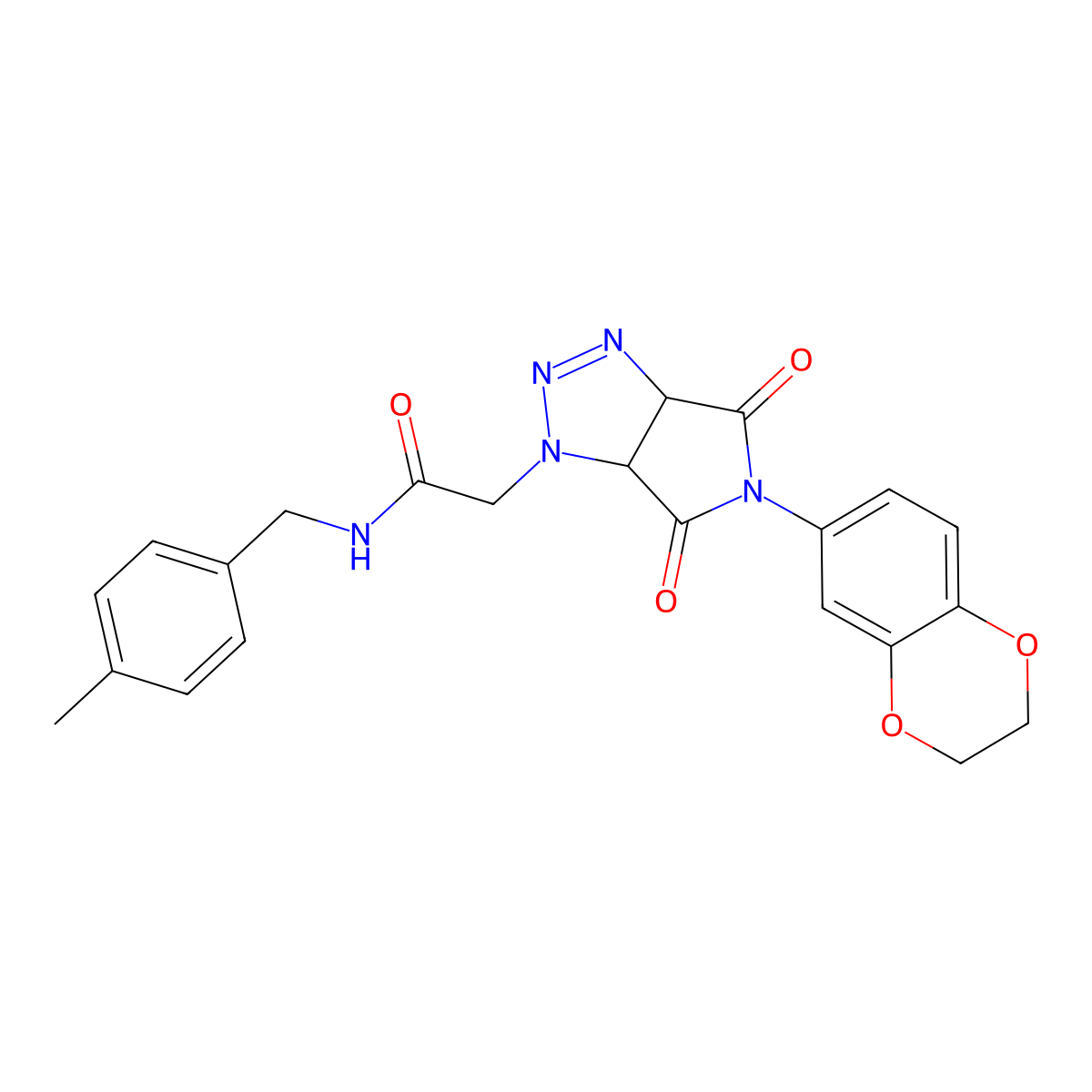 2-[5-(2,3-dihydro-1,4-benzodioxin-6-yl)-4,6-dioxo-4,5,6,6a-tetrahydropyrrolo[3,4-d][1,2,3]triazol-1(3aH)-yl]-N-(4-methylbenzyl)acetamide molecular structure, CAS 1052603-96-9