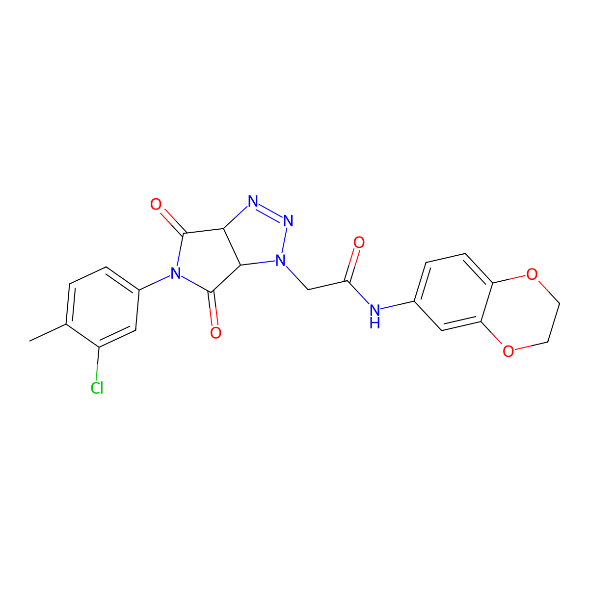 2-[5-(3-chloro-4-methylphenyl)-4,6-dioxo-4,5,6,6a-tetrahydropyrrolo[3,4-d][1,2,3]triazol-1(3aH)-yl]-N-(2,3-dihydro-1,4-benzodioxin-6-yl)acetamide molecular structure, CAS 1052604-24-6