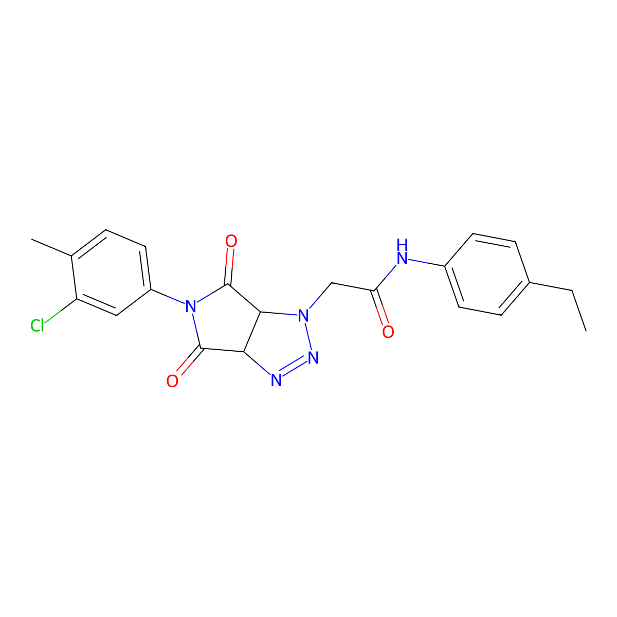 2-(5-(3-chloro-4-methylphenyl)-4,6-dioxo-4,5,6,6a-tetrahydropyrrolo[3,4-d][1,2,3]triazol-1(3aH)-yl)-N-(4-ethylphenyl)acetamide molecular structure, CAS 1052604-29-1