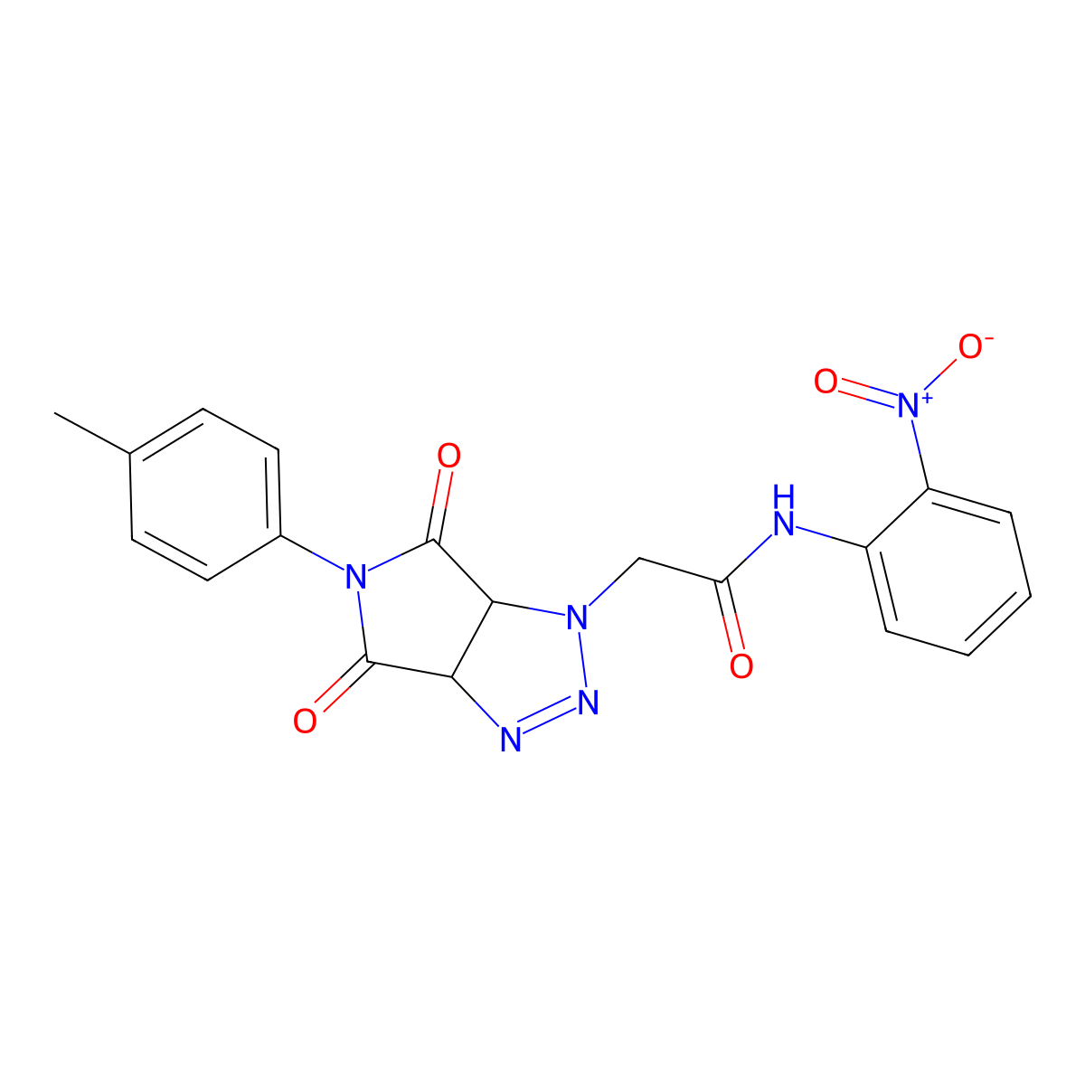 2-[5-(4-methylphenyl)-4,6-dioxo-4,5,6,6a-tetrahydropyrrolo[3,4-d][1,2,3]triazol-1(3aH)-yl]-N-(2-nitrophenyl)acetamide molecular structure, CAS 1052604-38-2