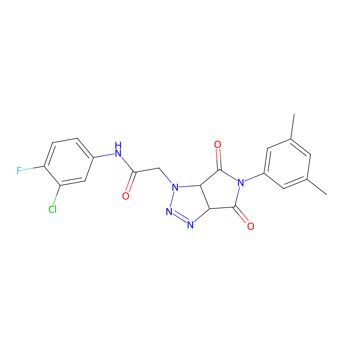 N-(3-chloro-4-fluorophenyl)-2-(5-(3,5-dimethylphenyl)-4,6-dioxo-4,5,6,6a-tetrahydropyrrolo[3,4-d][1,2,3]triazol-1(3aH)-yl)acetamide molecular structure, CAS 1052604-42-8
