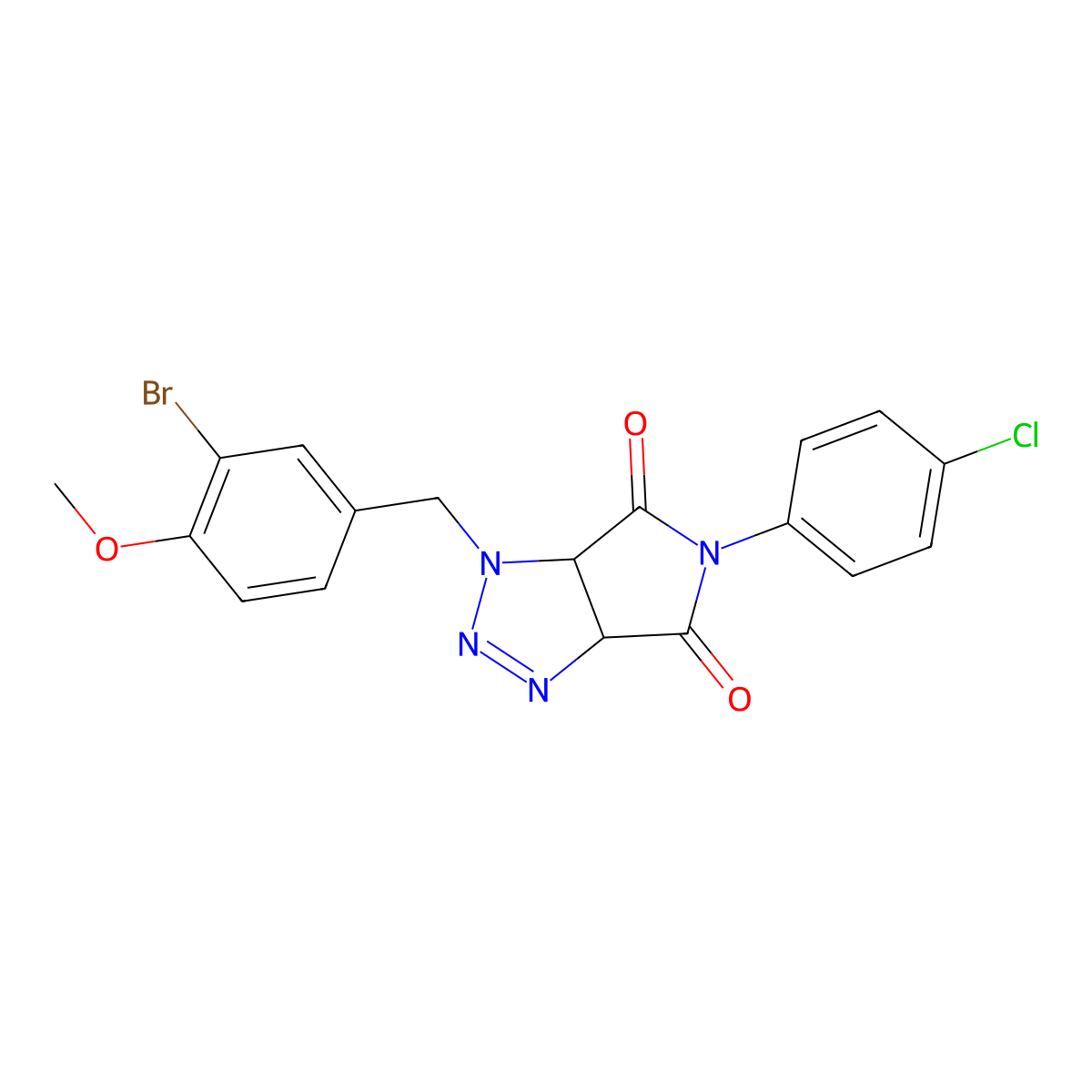 1-[(3-bromo-4-methoxyphenyl)methyl]-5-(4-chlorophenyl)-1H,3aH,4H,5H,6H,6aH-pyrrolo[3,4-d][1,2,3]triazole-4,6-dione molecular structure, CAS 1052604-53-1