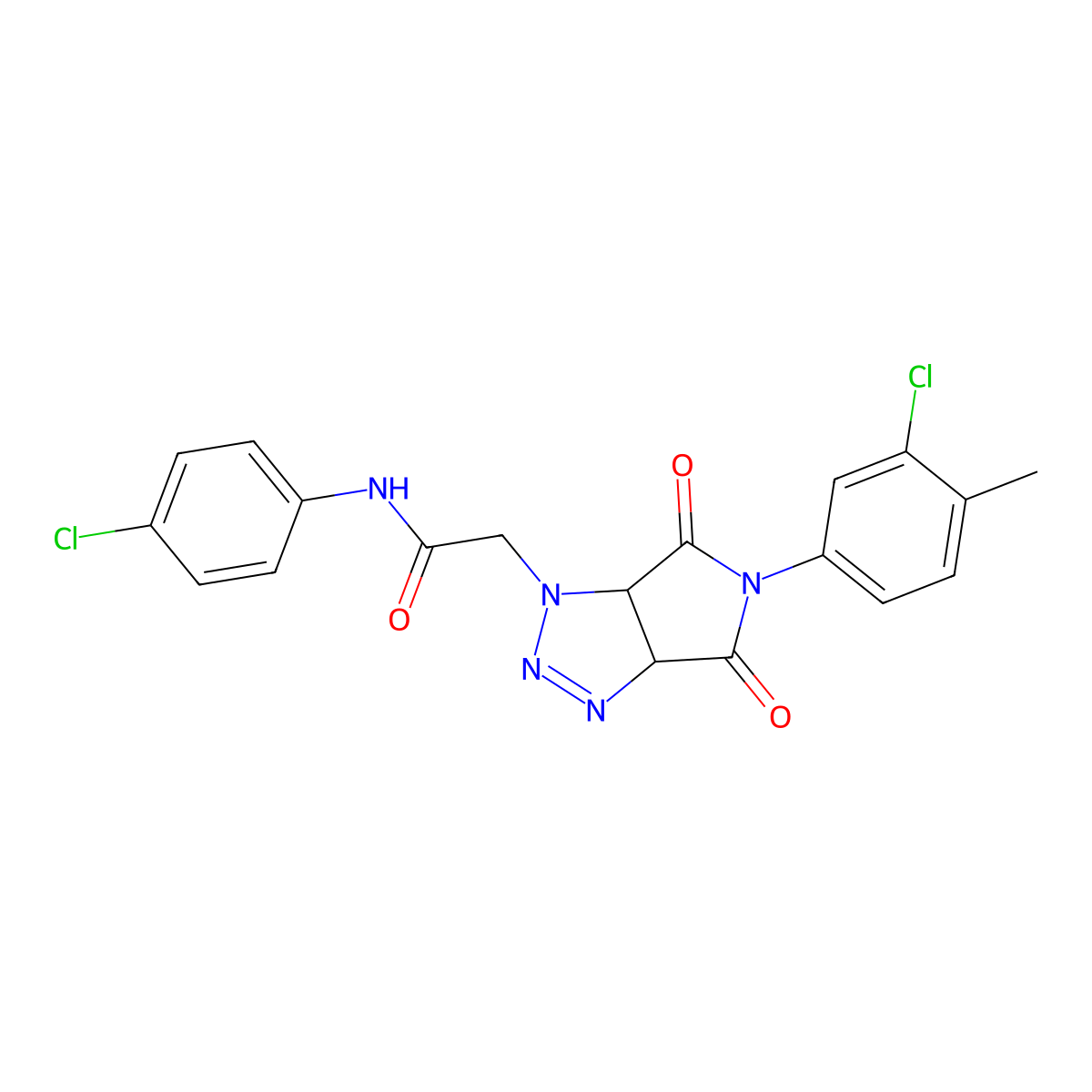 2-[5-(3-chloro-4-methylphenyl)-4,6-dioxo-4,5,6,6a-tetrahydropyrrolo[3,4-d][1,2,3]triazol-1(3aH)-yl]-N-(4-chlorophenyl)acetamide molecular structure, CAS 1052604-55-3