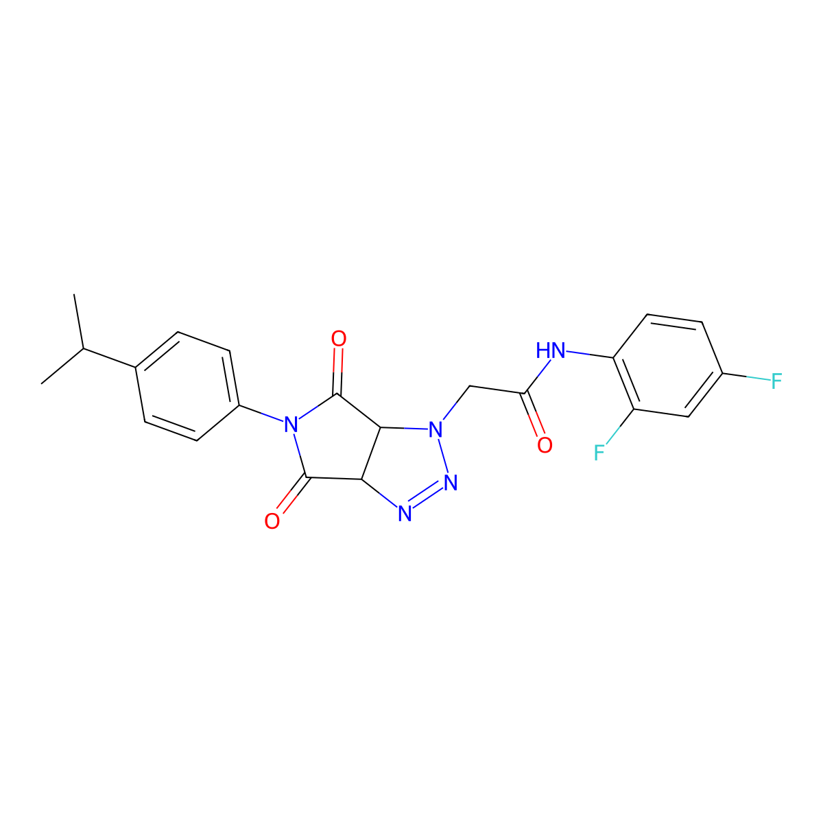 N-(2,4-difluorophenyl)-2-[5-(4-isopropylphenyl)-4,6-dioxo-4,5,6,6a-tetrahydropyrrolo[3,4-d][1,2,3]triazol-1(3aH)-yl]acetamide molecular structure, CAS 1052604-57-5