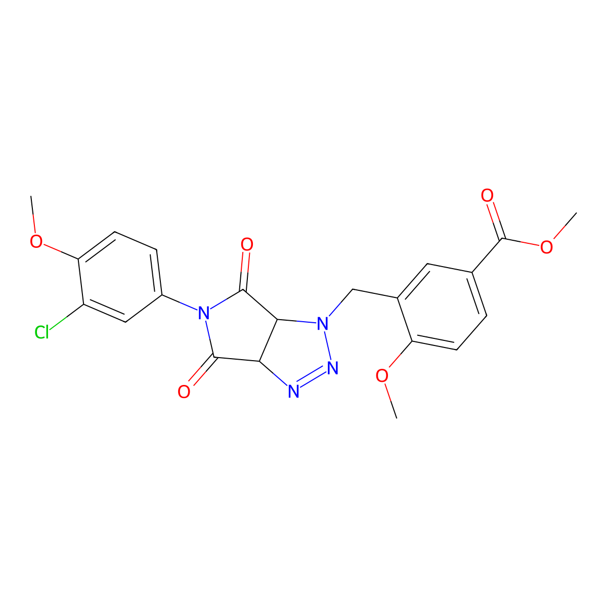 methyl 3-{[5-(3-chloro-4-methoxyphenyl)-4,6-dioxo-4,5,6,6a-tetrahydropyrrolo[3,4-d][1,2,3]triazol-1(3aH)-yl]methyl}-4-methoxybenzoate molecular structure, CAS 1052604-94-0