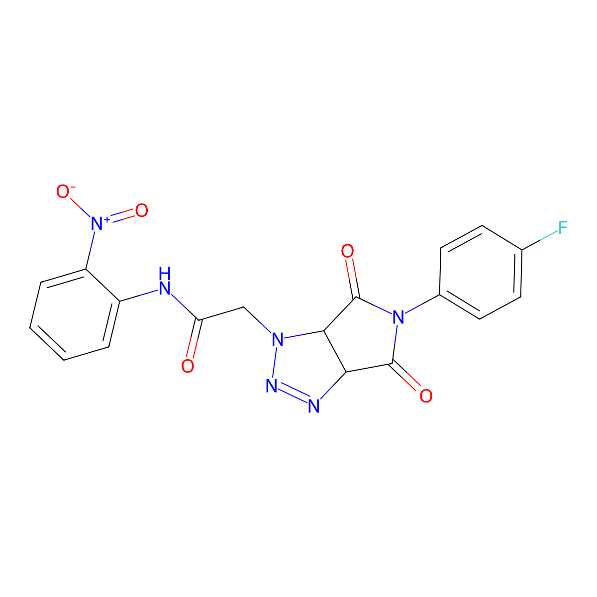 2-(5-(4-fluorophenyl)-4,6-dioxo-4,5,6,6a-tetrahydropyrrolo[3,4-d][1,2,3]triazol-1(3aH)-yl)-N-(2-nitrophenyl)acetamide molecular structure, CAS 1052605-41-0