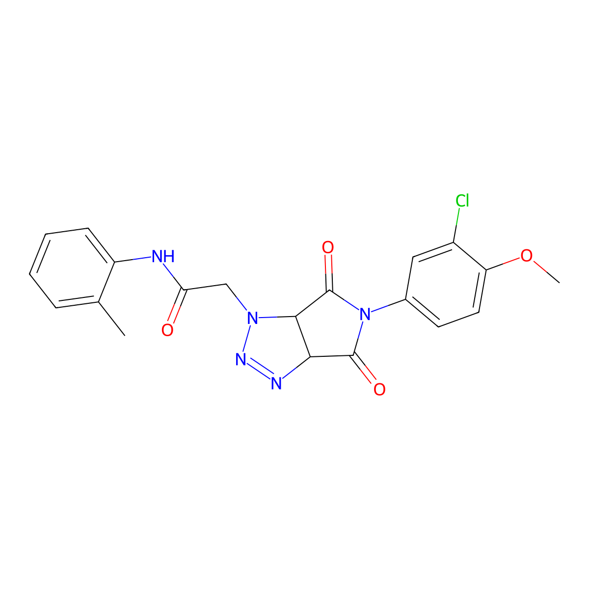 2-[5-(3-chloro-4-methoxyphenyl)-4,6-dioxo-4,5,6,6a-tetrahydropyrrolo[3,4-d][1,2,3]triazol-1(3aH)-yl]-N-(2-methylphenyl)acetamide molecular structure, CAS 1052605-44-3