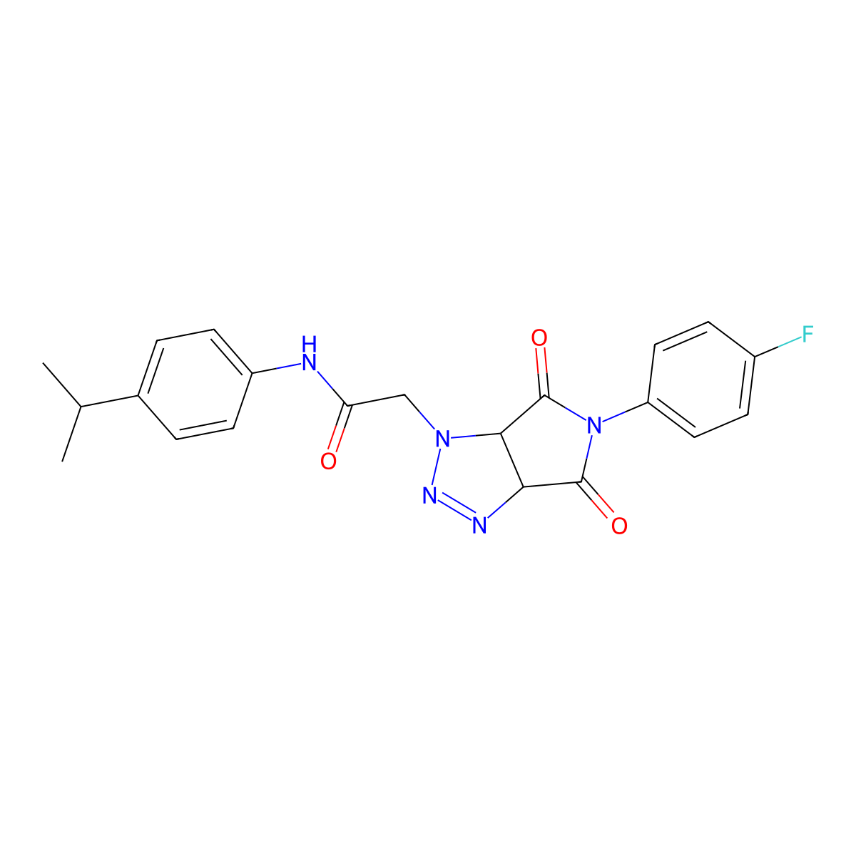 2-(5-(4-fluorophenyl)-4,6-dioxo-4,5,6,6a-tetrahydropyrrolo[3,4-d][1,2,3]triazol-1(3aH)-yl)-N-(4-isopropylphenyl)acetamide molecular structure, CAS 1052605-47-6
