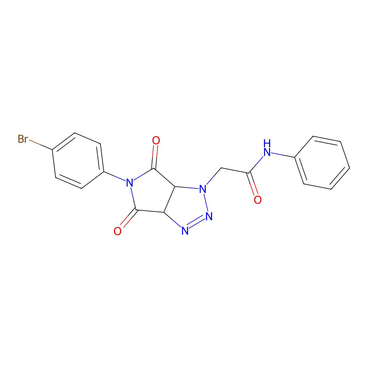 2-(5-(4-bromophenyl)-4,6-dioxo-4,5,6,6a-tetrahydropyrrolo[3,4-d][1,2,3]triazol-1(3aH)-yl)-N-phenylacetamide molecular structure, CAS 1052605-48-7