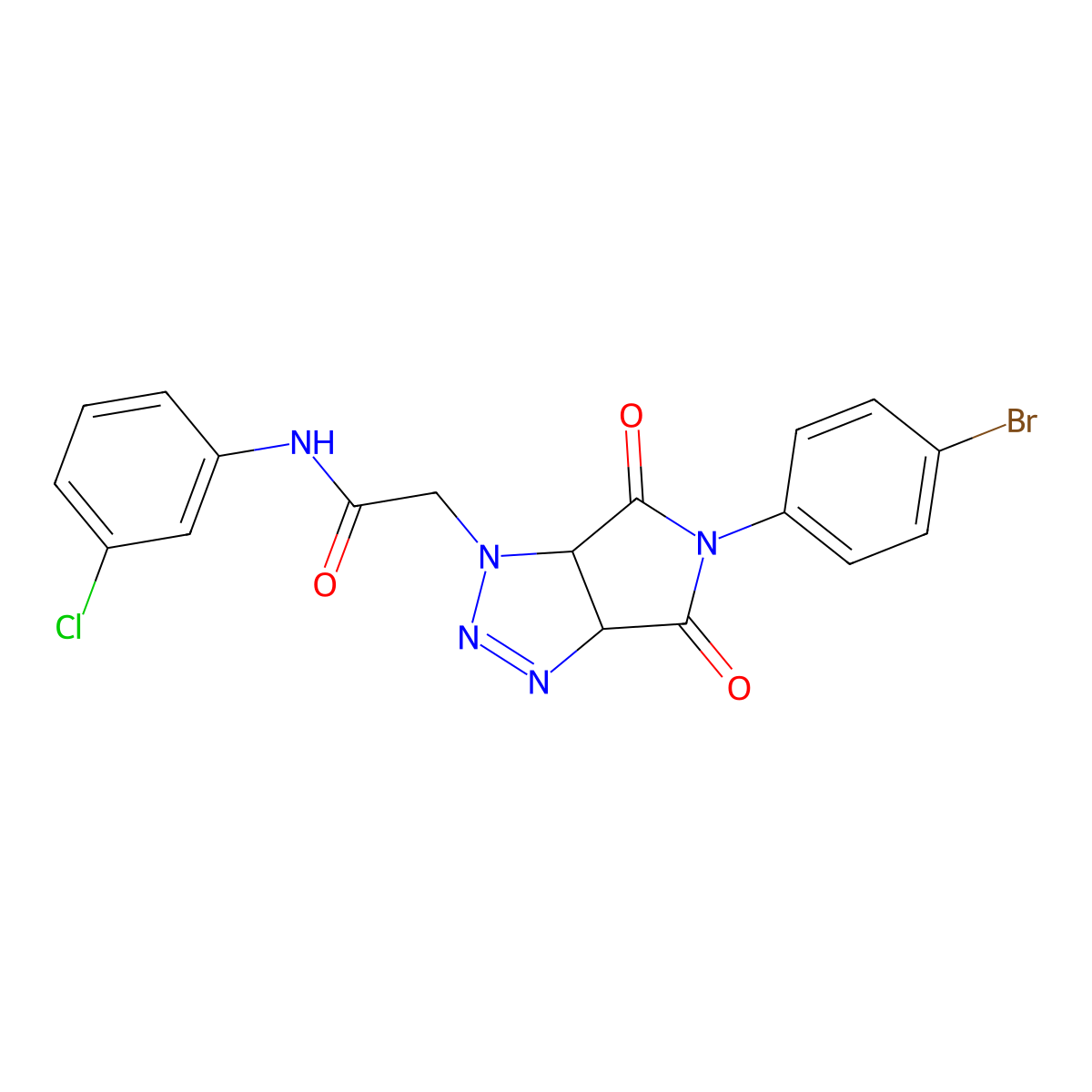 2-(5-(4-bromophenyl)-4,6-dioxo-4,5,6,6a-tetrahydropyrrolo[3,4-d][1,2,3]triazol-1(3aH)-yl)-N-(3-chlorophenyl)acetamide molecular structure, CAS 1052605-53-4