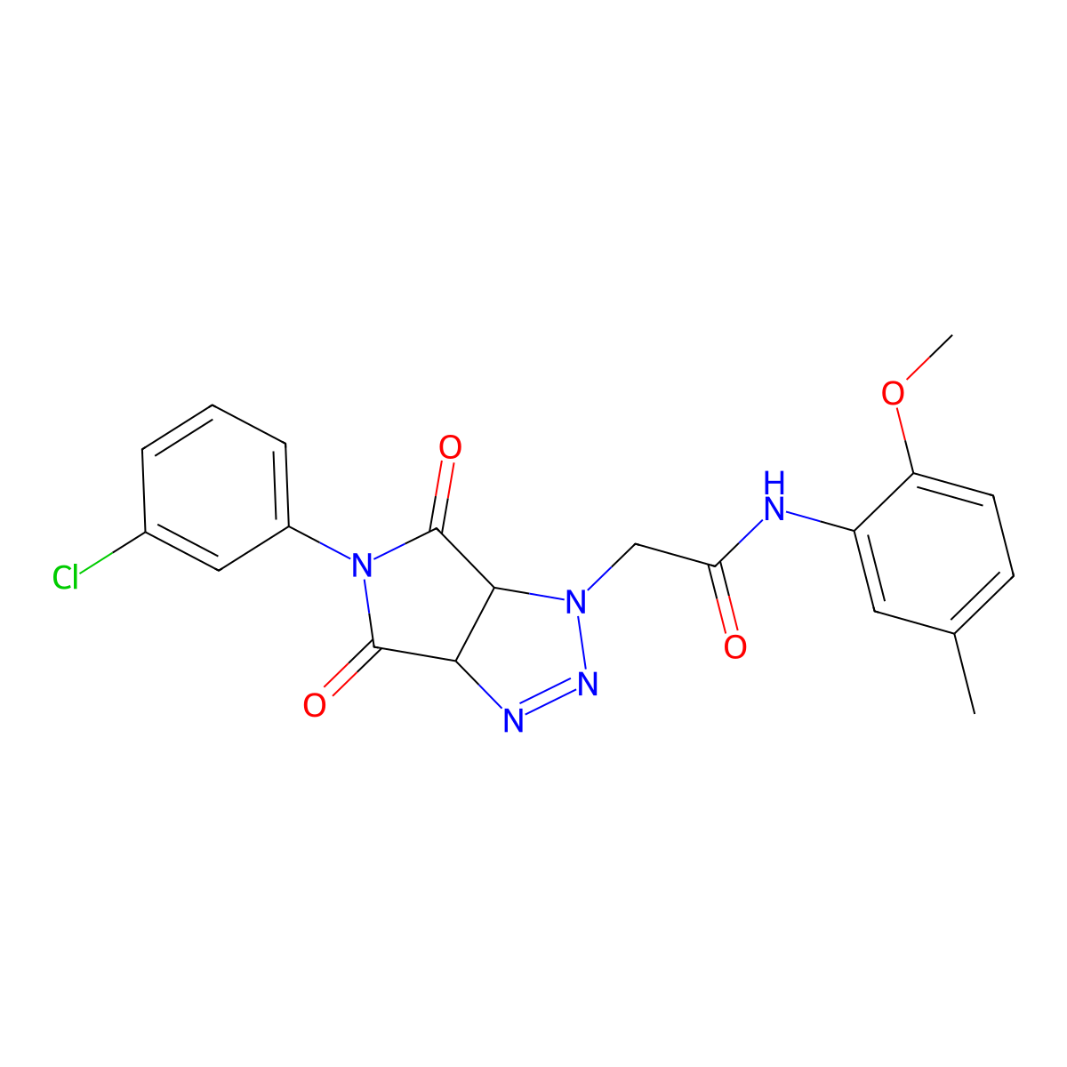 2-[5-(3-chlorophenyl)-4,6-dioxo-4,5,6,6a-tetrahydropyrrolo[3,4-d][1,2,3]triazol-1(3aH)-yl]-N-(2-methoxy-5-methylphenyl)acetamide molecular structure, CAS 1052605-60-3