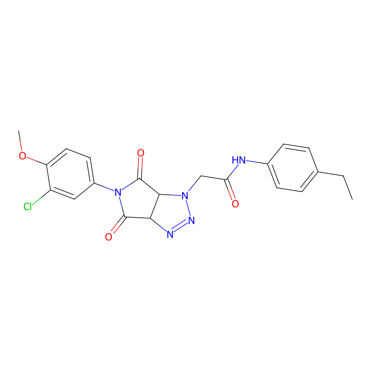 2-[5-(3-chloro-4-methoxyphenyl)-4,6-dioxo-4,5,6,6a-tetrahydropyrrolo[3,4-d][1,2,3]triazol-1(3aH)-yl]-N-(4-ethylphenyl)acetamide molecular structure, CAS 1052605-76-1