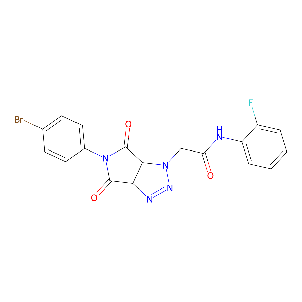 2-(5-(4-bromophenyl)-4,6-dioxo-4,5,6,6a-tetrahydropyrrolo[3,4-d][1,2,3]triazol-1(3aH)-yl)-N-(2-fluorophenyl)acetamide molecular structure, CAS 1052605-83-0