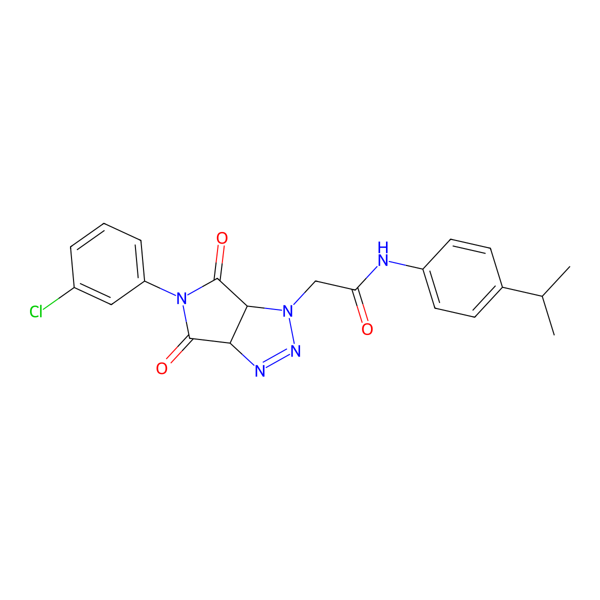 2-[5-(3-chlorophenyl)-4,6-dioxo-4,5,6,6a-tetrahydropyrrolo[3,4-d][1,2,3]triazol-1(3aH)-yl]-N-[4-(propan-2-yl)phenyl]acetamide molecular structure, CAS 1052605-84-1