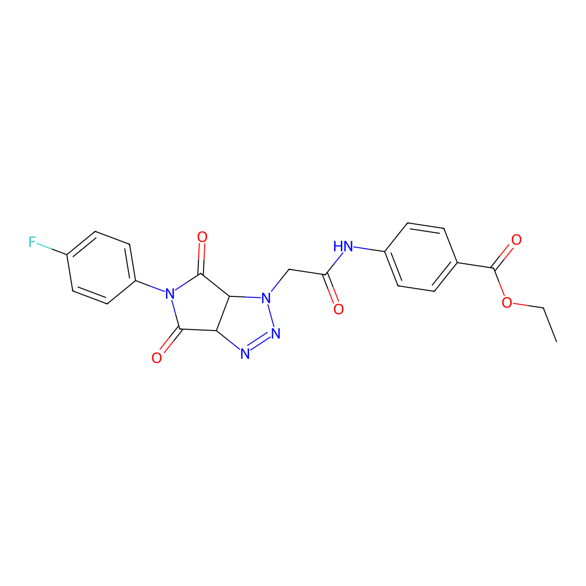 ethyl 4-({[5-(4-fluorophenyl)-4,6-dioxo-4,5,6,6a-tetrahydropyrrolo[3,4-d][1,2,3]triazol-1(3aH)-yl]acetyl}amino)benzoate molecular structure, CAS 1052605-92-1