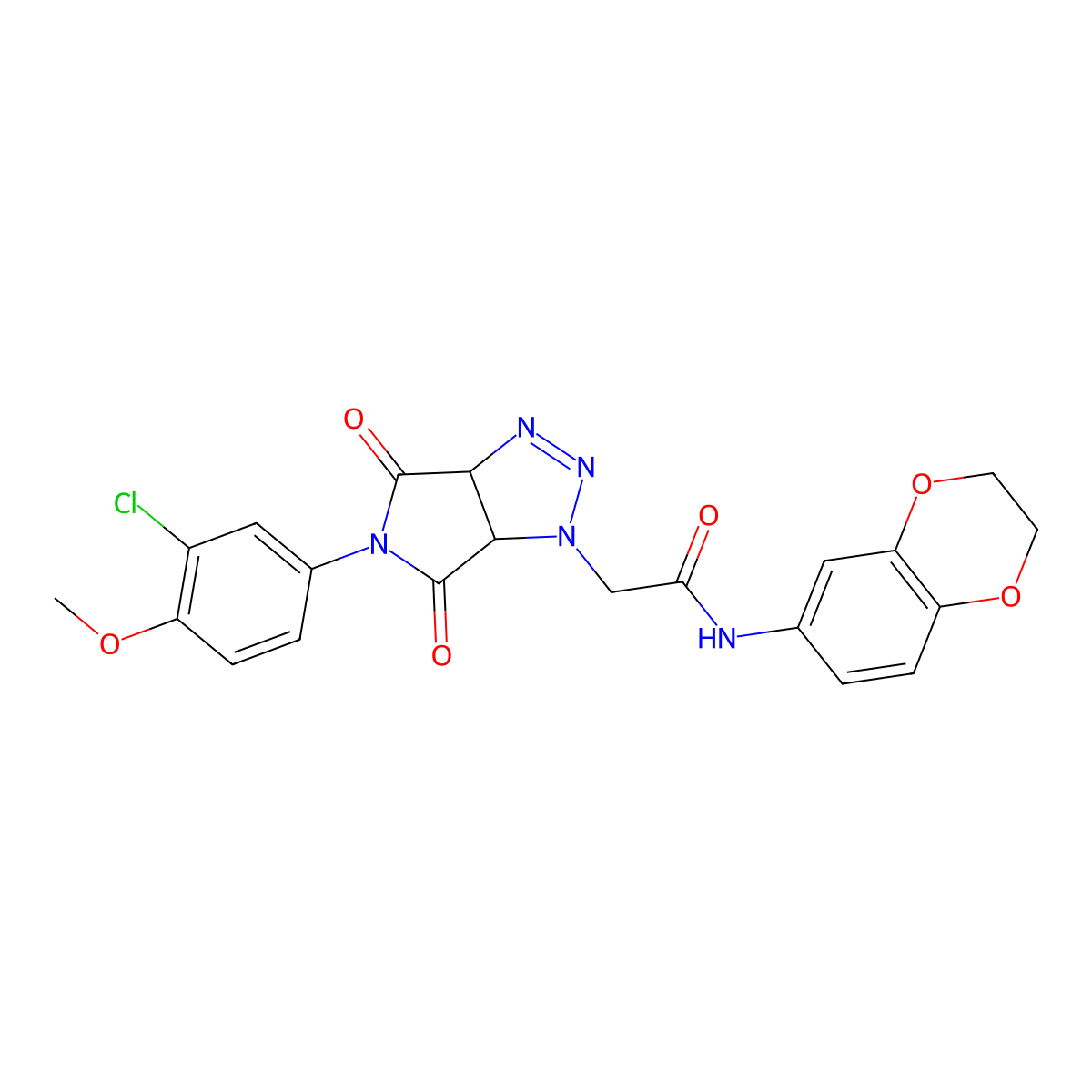 2-[5-(3-chloro-4-methoxyphenyl)-4,6-dioxo-4,5,6,6a-tetrahydropyrrolo[3,4-d][1,2,3]triazol-1(3aH)-yl]-N-(2,3-dihydro-1,4-benzodioxin-6-yl)acetamide molecular structure, CAS 1052606-22-0