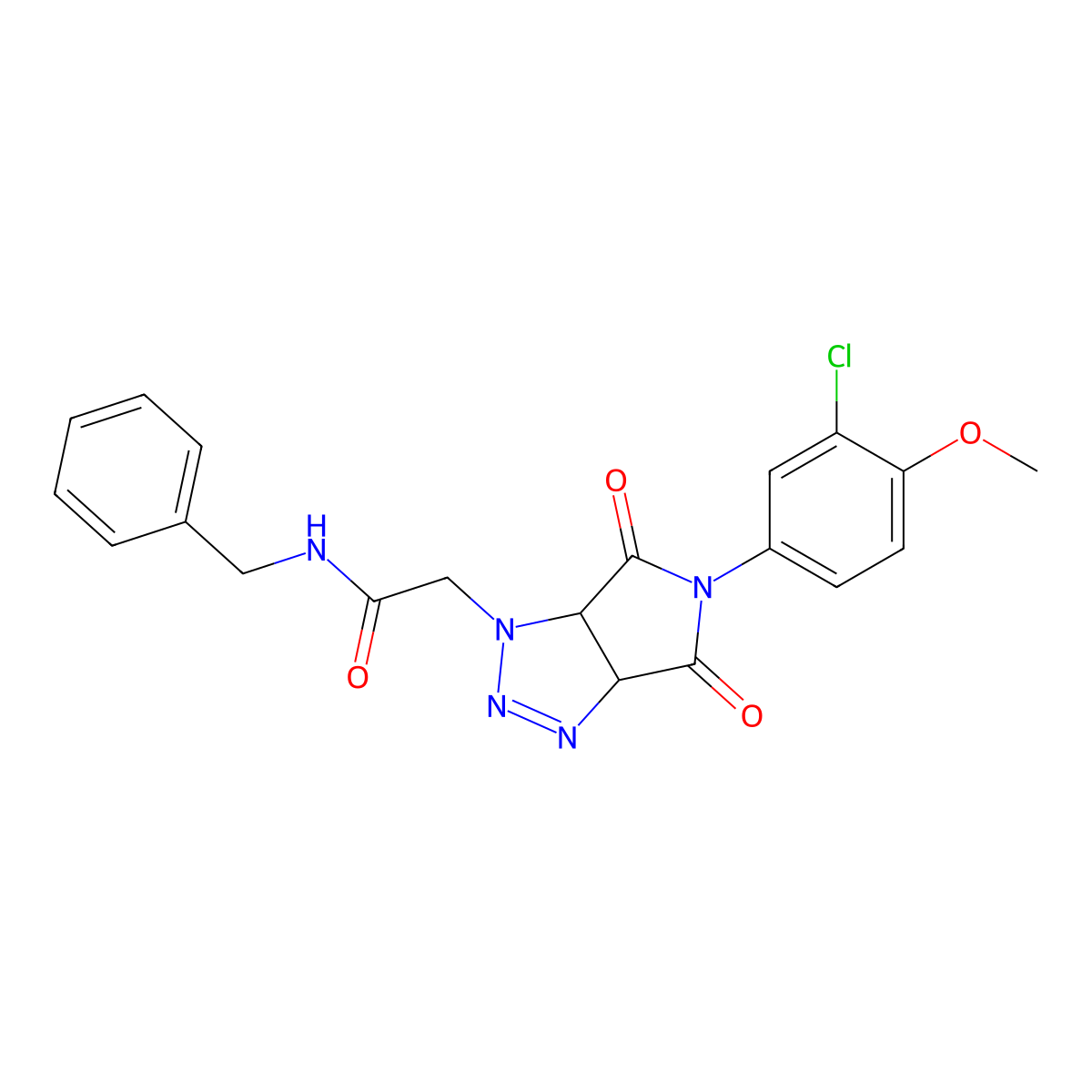 N-benzyl-2-[5-(3-chloro-4-methoxyphenyl)-4,6-dioxo-4,5,6,6a-tetrahydropyrrolo[3,4-d][1,2,3]triazol-1(3aH)-yl]acetamide molecular structure, CAS 1052606-27-5