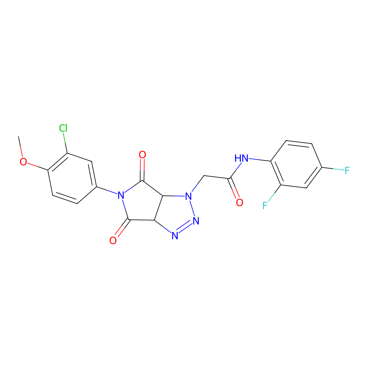 2-[5-(3-chloro-4-methoxyphenyl)-4,6-dioxo-4,5,6,6a-tetrahydropyrrolo[3,4-d][1,2,3]triazol-1(3aH)-yl]-N-(2,4-difluorophenyl)acetamide molecular structure, CAS 1052606-38-8