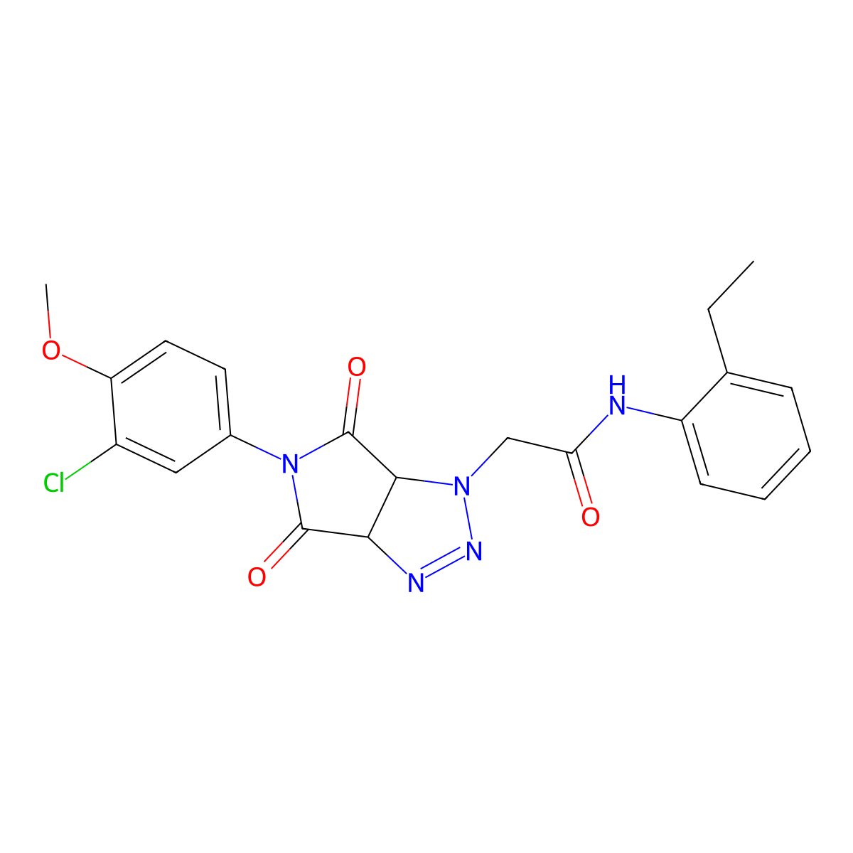 2-[5-(3-chloro-4-methoxyphenyl)-4,6-dioxo-4,5,6,6a-tetrahydropyrrolo[3,4-d][1,2,3]triazol-1(3aH)-yl]-N-(2-ethylphenyl)acetamide molecular structure, CAS 1052606-64-0