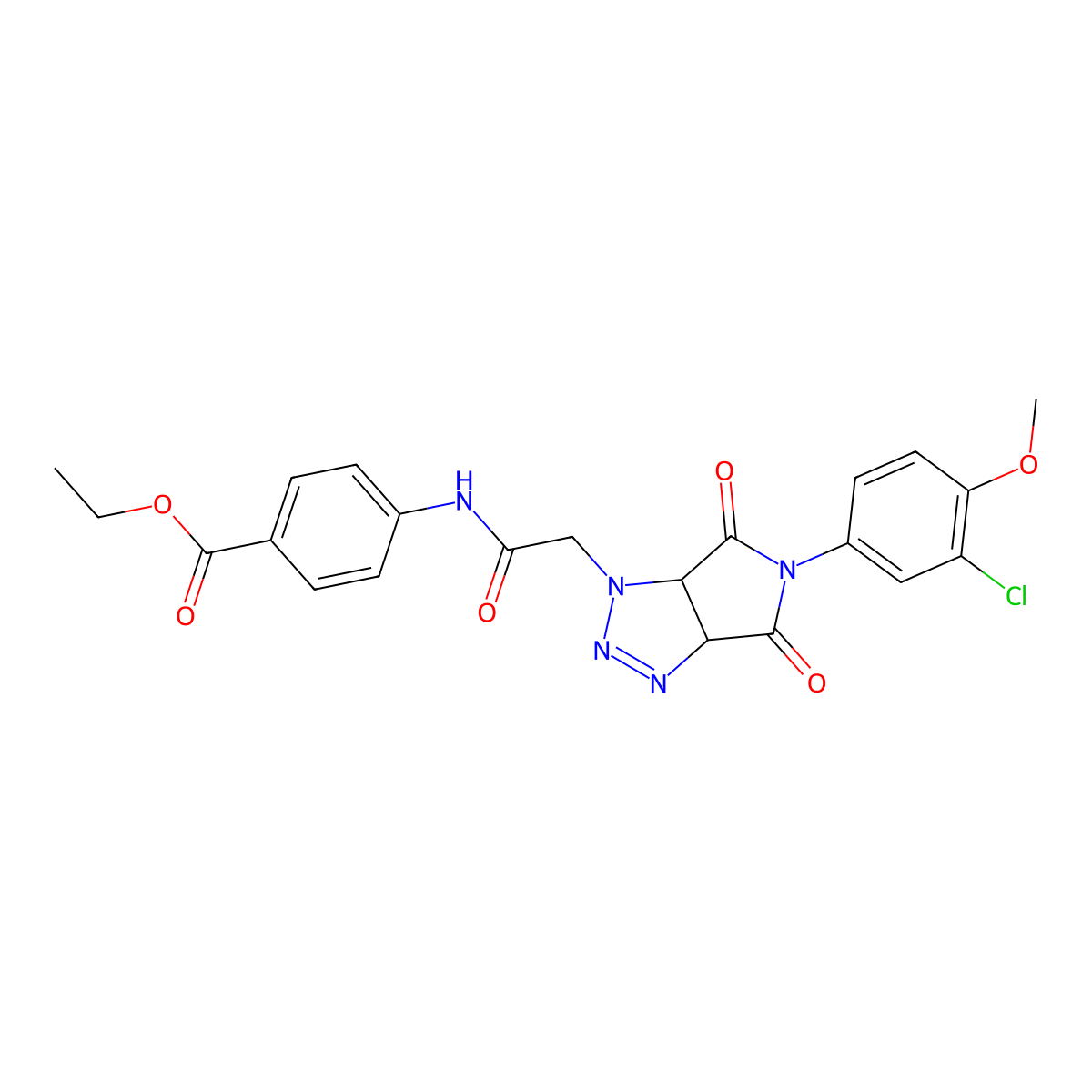 ethyl 4-({[5-(3-chloro-4-methoxyphenyl)-4,6-dioxo-4,5,6,6a-tetrahydropyrrolo[3,4-d][1,2,3]triazol-1(3aH)-yl]acetyl}amino)benzoate molecular structure, CAS 1052606-91-3