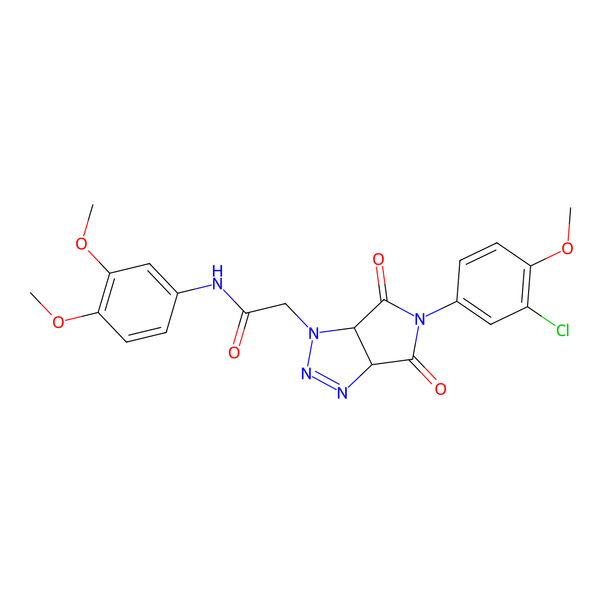 2-[5-(3-chloro-4-methoxyphenyl)-4,6-dioxo-4,5,6,6a-tetrahydropyrrolo[3,4-d][1,2,3]triazol-1(3aH)-yl]-N-(3,4-dimethoxyphenyl)acetamide molecular structure, CAS 1052607-09-6